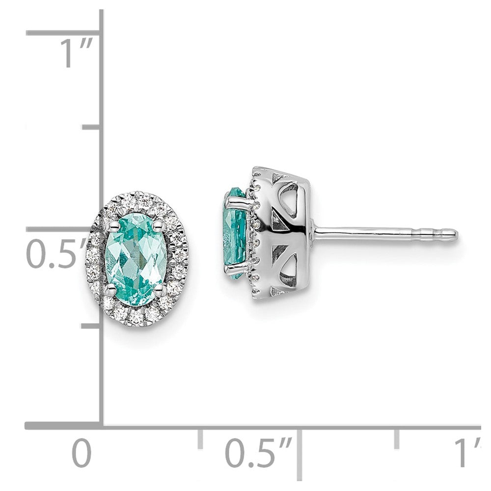 Pure Serenity 14k White Gold 1/10 Ct. Lab Grown Diamond VS/SI+ G+ and Lab Created Paraiba Post Earrings