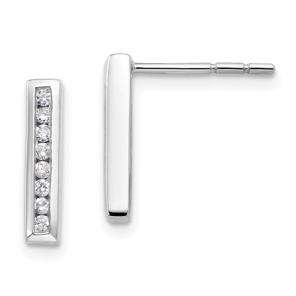 14K White Gold 1/6 Carat Lab Grown Diamond Vs/Si+ G+ Complete Vertical Bar Post Earrings