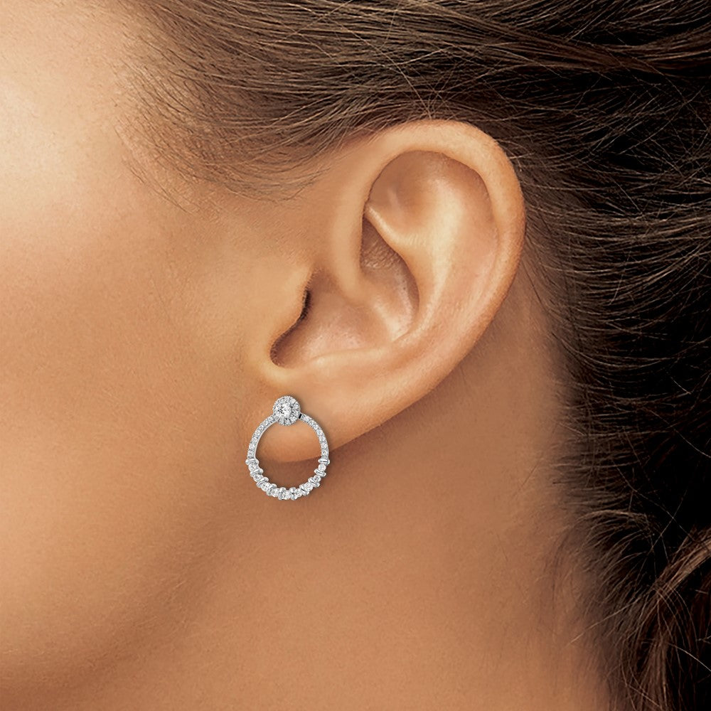 14K White Gold Lab Grown VS/SI+ G+ Diamond Circle Jacket and Post Earrings