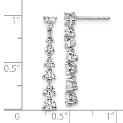 14k White Gold 1 Ct. Lab Grown Diamond VS/SI+ G+ Dangle Post Earrings