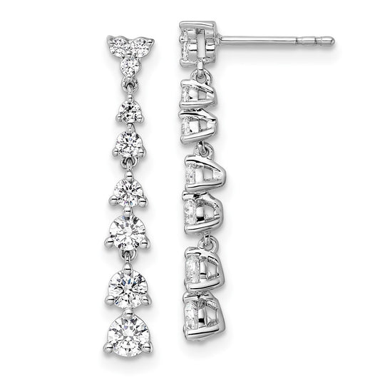 14k White Gold 1 Ct. Lab Grown Diamond VS/SI+ G+ Complete Dangle Post Earrings
