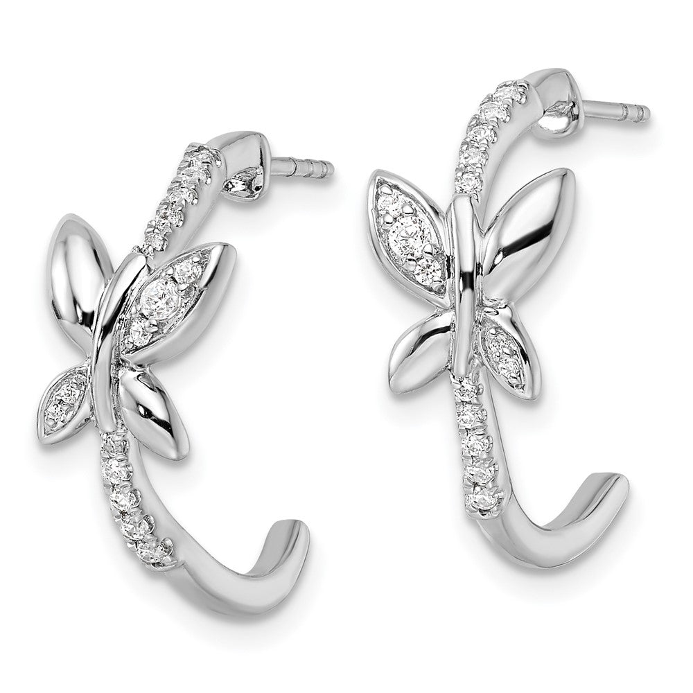 14K White Gold Lab Grown VS/SI+ G+ Diamond Butterfly J-Hoop Earrings