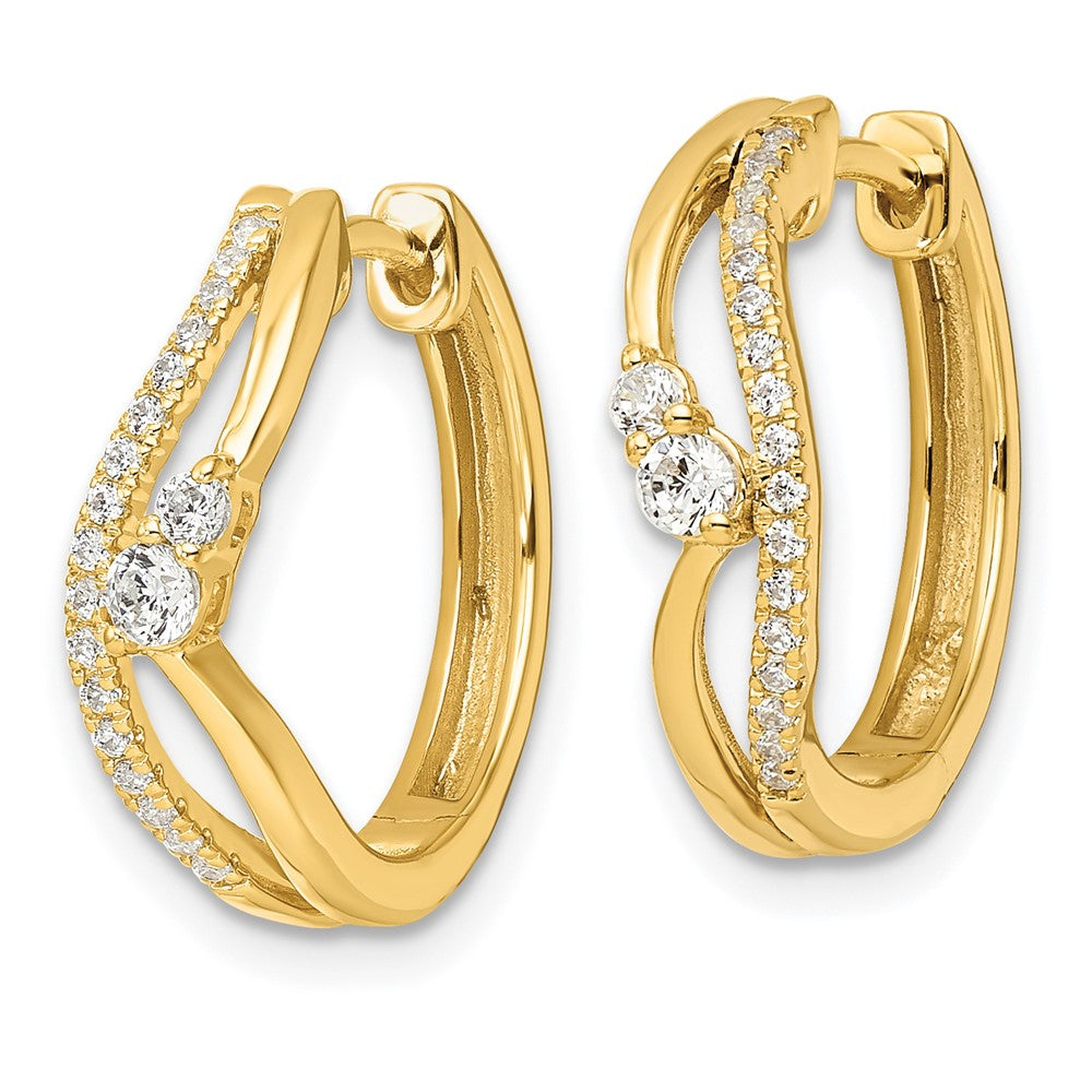 14k Yellow Gold 1/3 Ct. Lab Grown Diamond VS/SI+ G+ Fashion Hinged Hoop Earrings