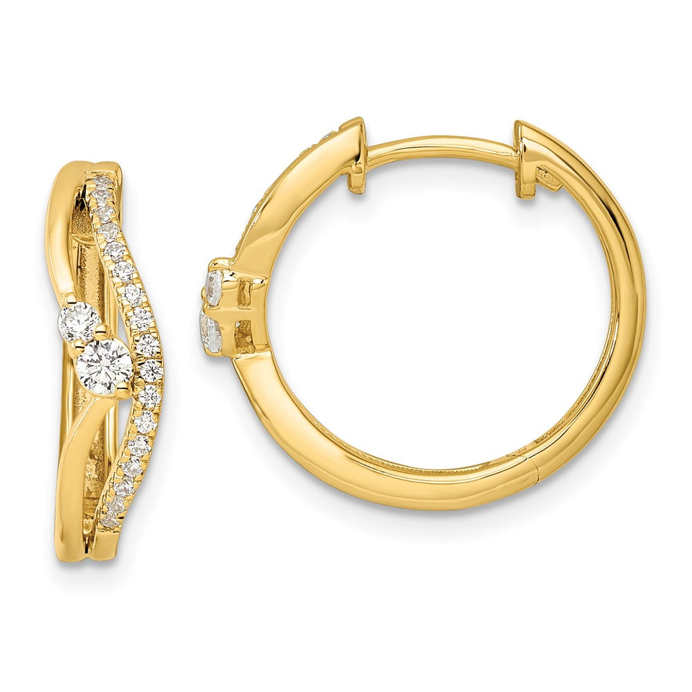 14k Yellow Gold 1/3 Ct. Lab Grown Diamond VS/SI+ G+ Fashion Hinged Hoop Earrings