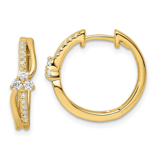 14k Yellow Gold 1/3 Ct. Lab Grown Diamond VS/SI+ G+ Fashion Hinged Hoop Earrings