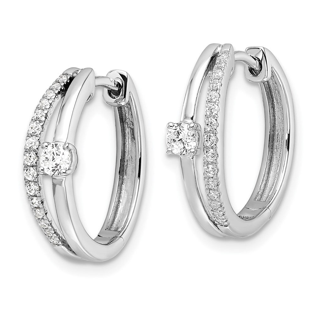 14k White Gold 3/8 Ct. Lab Grown Diamond VS/SI+ G+ Fashion Hinged Hoop Earrings