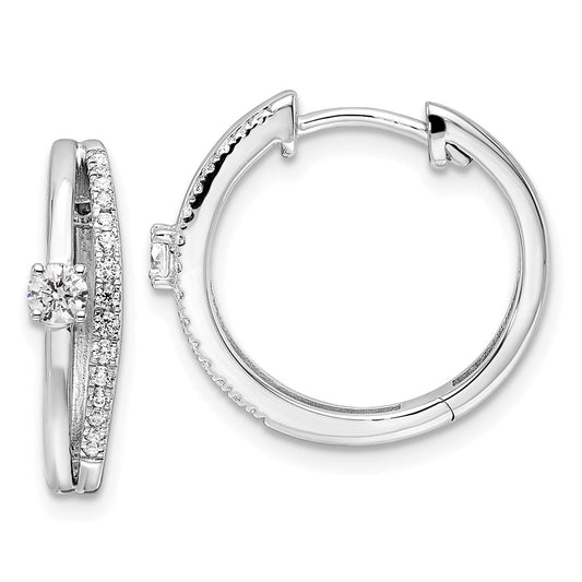 14k White Gold 3/8 Ct. Lab Grown Diamond VS/SI+ G+ Fashion Hinged Hoop Earrings