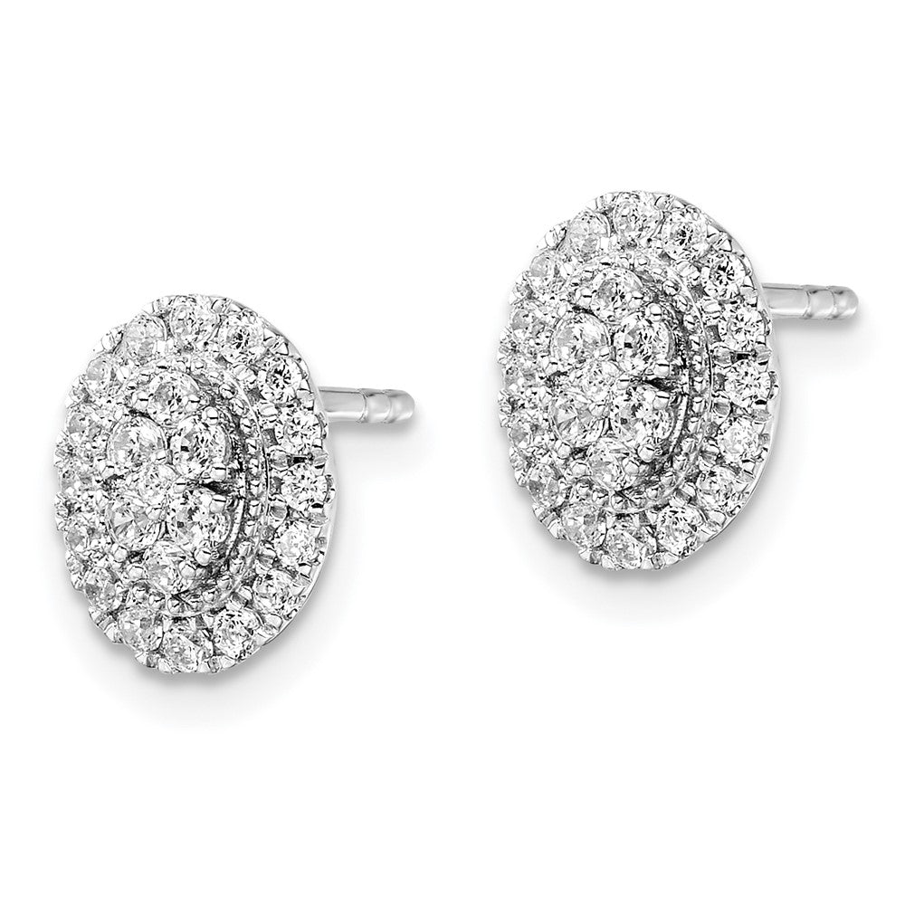 14k White Gold 1/2 Ct. Lab Grown Diamond VS/SI+ G+ Oval Halo Post Earrings