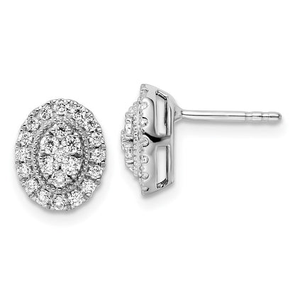 14k White Gold 1/2 Ct. Lab Grown Diamond VS/SI+ G+ Oval Halo Post Earrings