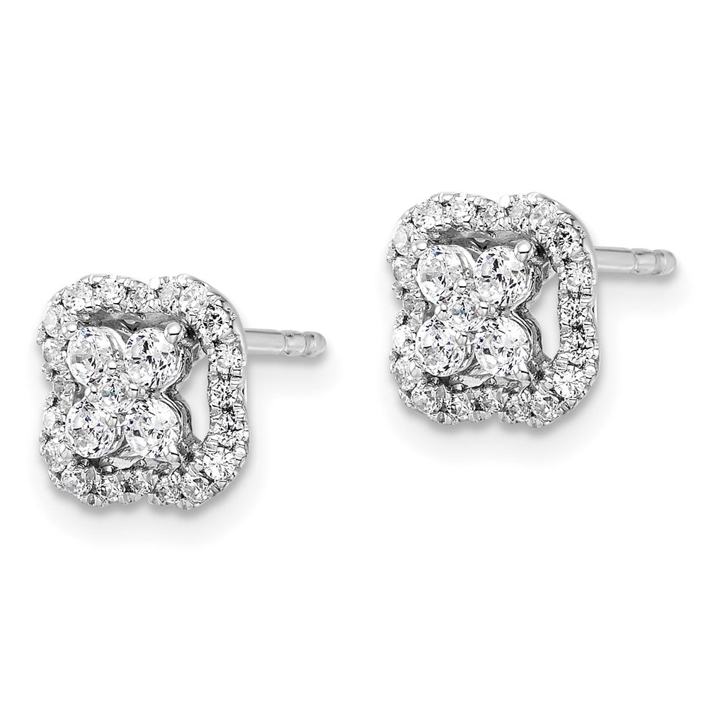 14k White Gold 1/2 Ct. Lab Grown Diamond VS/SI+ G+ Square Halo Post Earrings