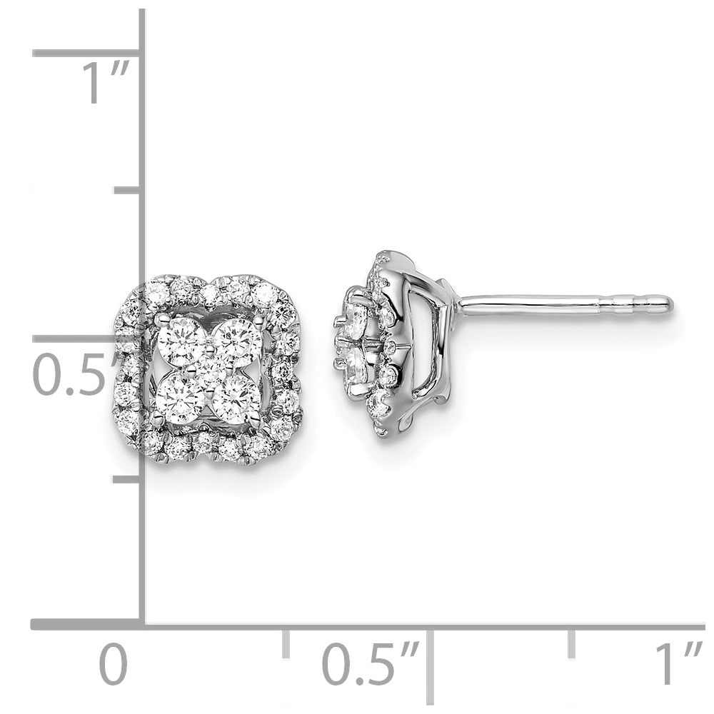 14k White Gold 1/2 Ct. Lab Grown Diamond VS/SI+ G+ Square Halo Post Earrings