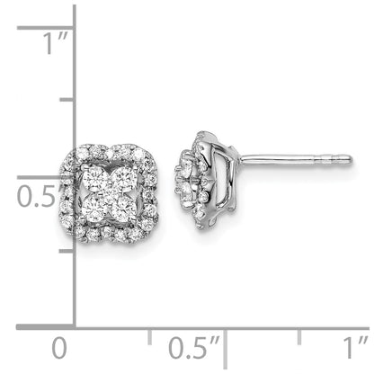 14k White Gold 1/2 Ct. Lab Grown Diamond VS/SI+ G+ Square Halo Post Earrings