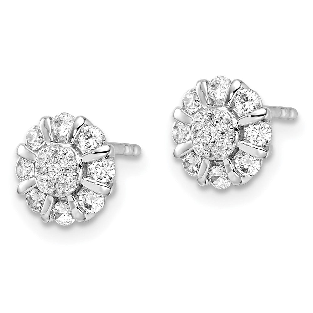 14k White Gold 1/2 Ct. Lab Grown Diamond VS/SI+ G+ Complete Halo Post Earrings