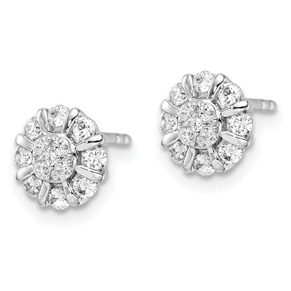 14k White Gold 1/2 Ct. Lab Grown Diamond VS/SI+ G+ Complete Halo Post Earrings