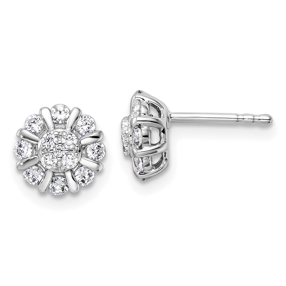 14k White Gold 1/2 Ct. Lab Grown Diamond VS/SI+ G+ Complete Halo Post Earrings