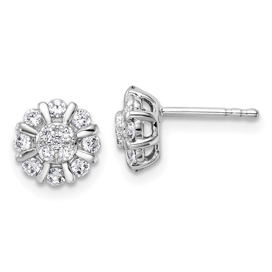 14k White Gold 1/2 Ct. Lab Grown Diamond VS/SI+ G+ Complete Halo Post Earrings