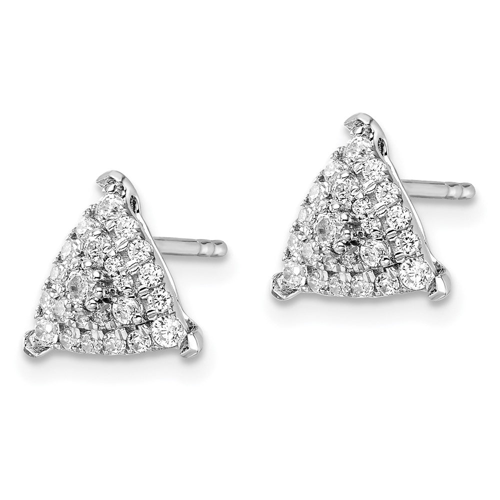 14k White Gold 1/2 Ct. Lab Grown Diamond VS/SI+ G+ Complete Triangle Cluster Post Earrings