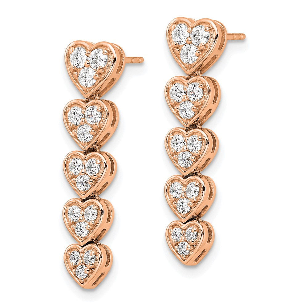 14K Rose Gold True Origin 1 Carat Lab Grown Diamond Vs Def Heart Dangle Post Earrings