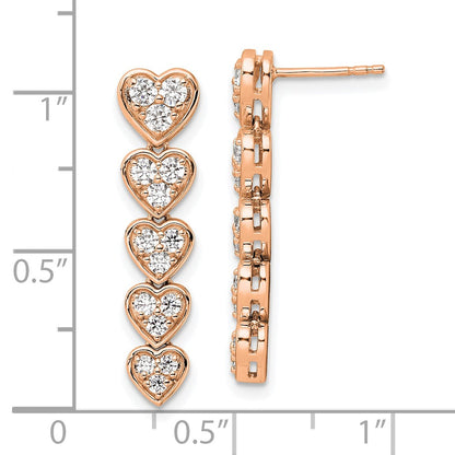 14K Rose Gold True Origin 1 Carat Lab Grown Diamond Vs Def Heart Dangle Post Earrings