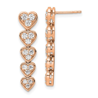 14K Rose Gold True Origin 1 Carat Lab Grown Diamond Vs Def Heart Dangle Post Earrings