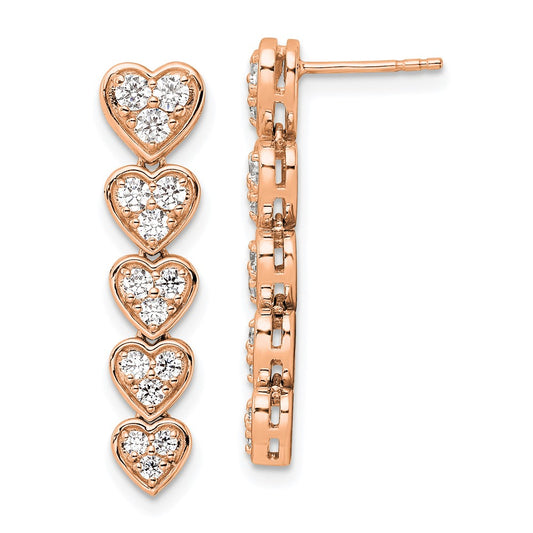 14K Rose Gold True Origin 1 Carat Lab Grown Diamond Vs Def Heart Dangle Post Earrings