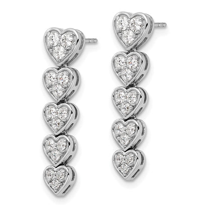 14K White Gold True Origin 1 Carat Lab Grown Diamond Vs Def Heart Dangle Post Earrings