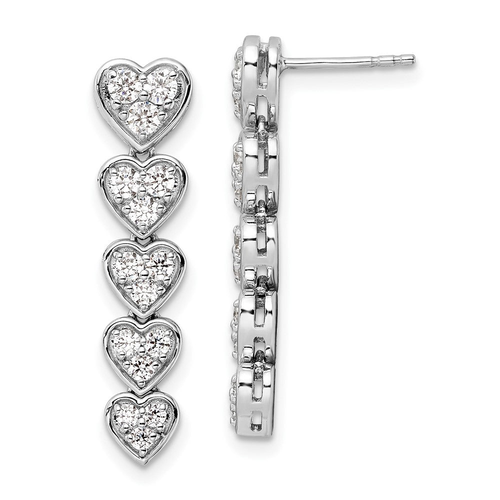 14K White Gold True Origin 1 Carat Lab Grown Diamond Vs Def Heart Dangle Post Earrings