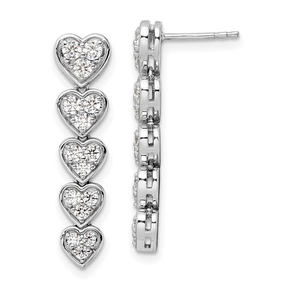 14K White Gold True Origin 1 Carat Lab Grown Diamond Vs Def Heart Dangle Post Earrings