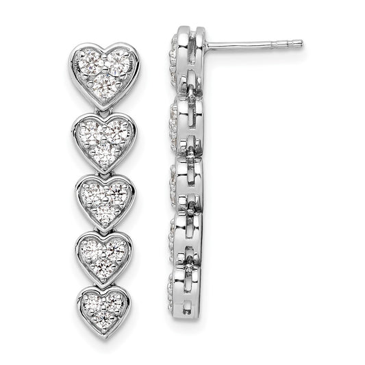 14K White Gold True Origin 1 Carat Lab Grown Diamond Vs Def Heart Dangle Post Earrings