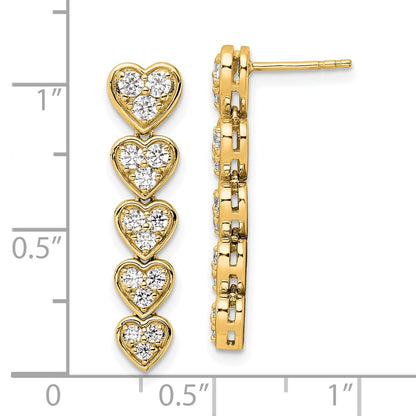 14K Yellow Gold True Origin 1 Carat Lab Grown Diamond Vs Def Heart Dangle Post Earrings