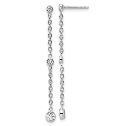 14K White Gold True Origin 1/3 Carat Lab Grown Diamond Vs Def Graduated Dangle Post Earring