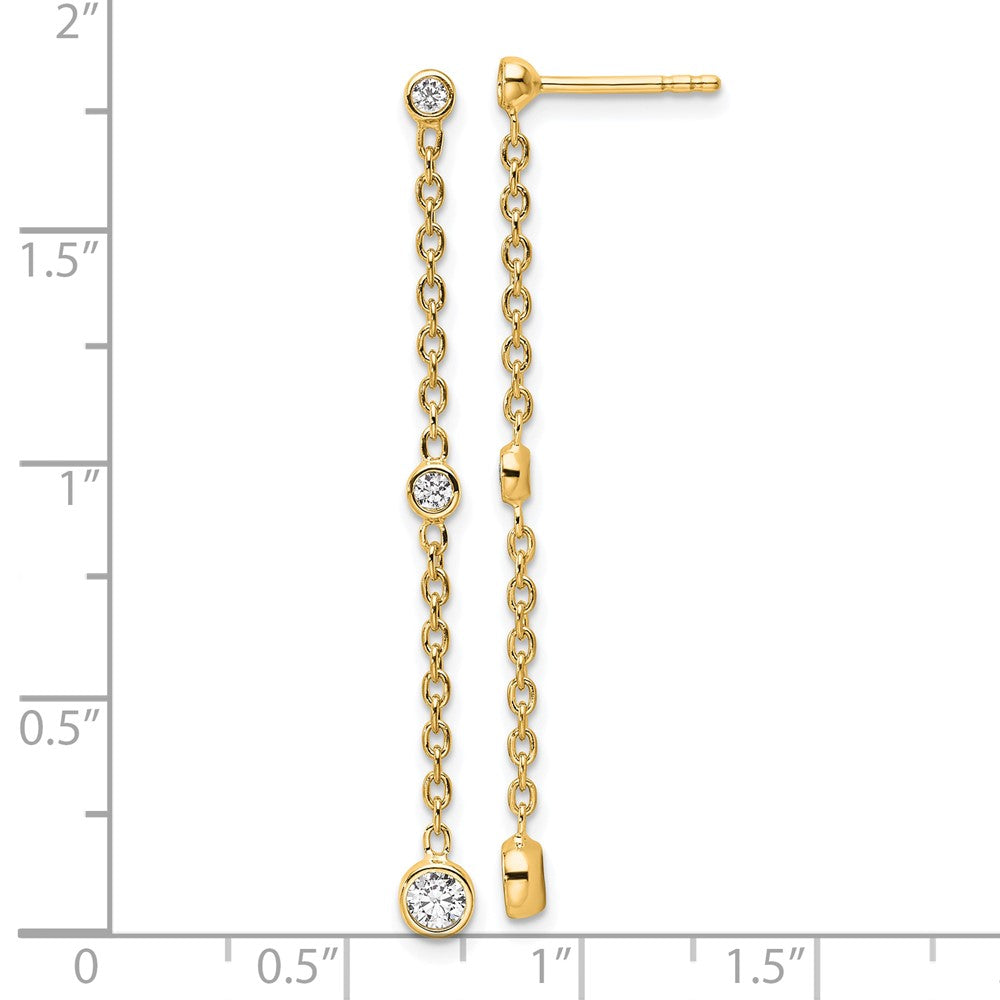 14K Yellow Gold True Origin 1/3 Carat Lab Grown Diamond Vs Def Graduated Dangle Post Earring