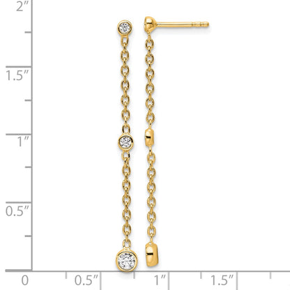 14K Yellow Gold True Origin 1/3 Carat Lab Grown Diamond Vs Def Graduated Dangle Post Earring