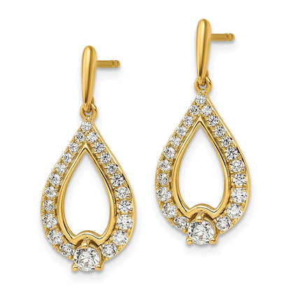 14k Yellow Gold 1 Ct. Lab Grown Diamond VS/SI+ G+ Teardrop Post Dangle Earrings