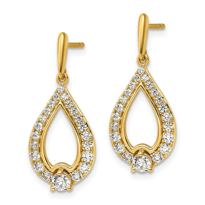 14K Yellow Gold 1 Carat Lab Grown Diamond Vs/Si+ G+ Teardrop Post Dangle Earrings