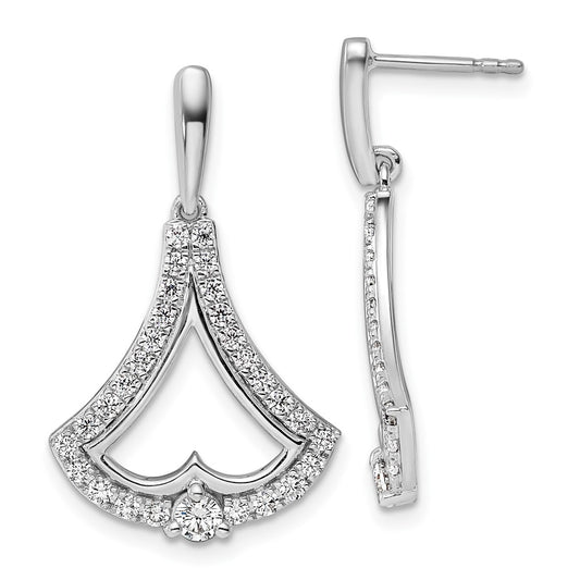 14k White Gold 1 Ct. Lab Grown Diamond VS/SI+ G+ Post Dangle Earrings