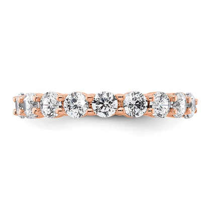 Solid Real 14k Rose Gold Polished Shared Prong 2ct CZ Eternity Wedding Band Ring