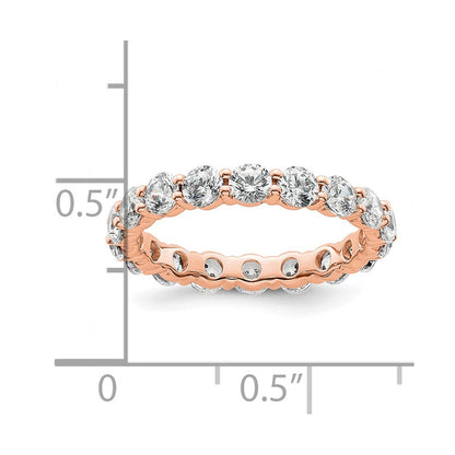 Solid Real 14k Rose Gold Polished Shared Prong 2ct CZ Eternity Wedding Band Ring