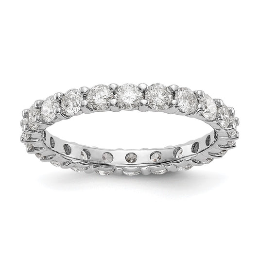 14k White Gold 2 Ct. Lab Grown Diamond VS/SI+ G+ Size 7.5 Shared Prong Eternity Band