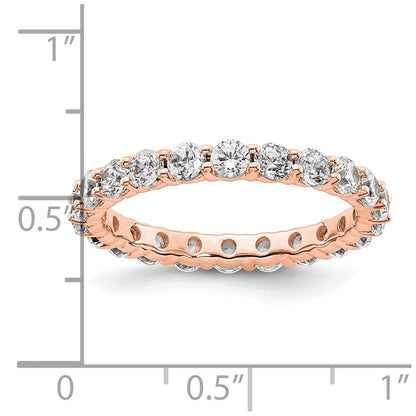 Solid Real 14k Rose Gold Polished Shared Prong 2ct CZ Eternity Wedding Band Ring