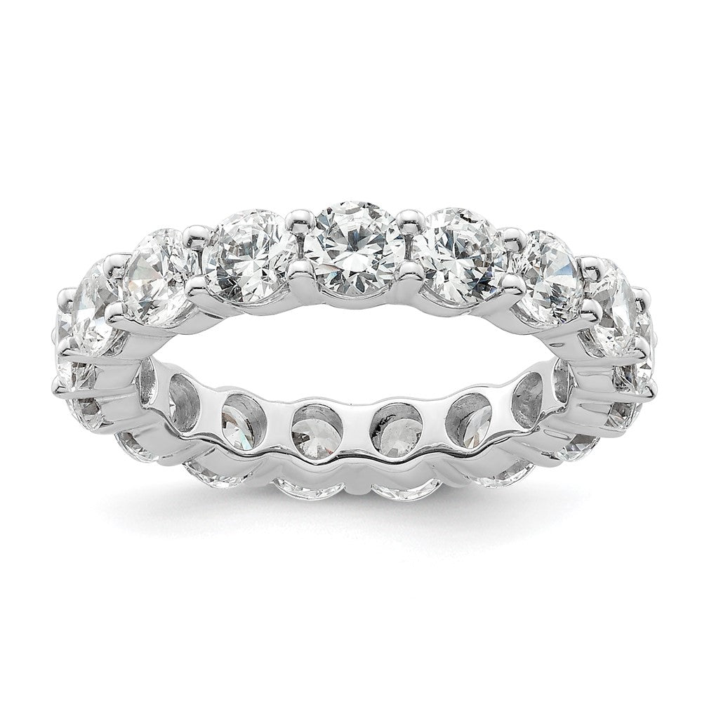 Solid Real 14k White Gold Polished Shared Prong 3ct CZ Eternity Wedding Band Ring