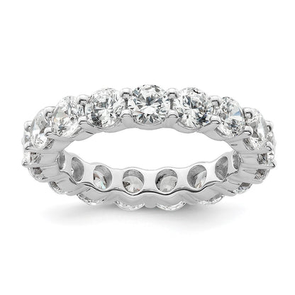 Solid Real 14k White Gold Polished Shared Prong 3ct CZ Eternity Wedding Band Ring