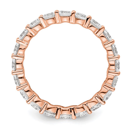 Solid Real 14k Rose Gold Polished Shared Prong 3ct CZ Eternity Wedding Band Ring