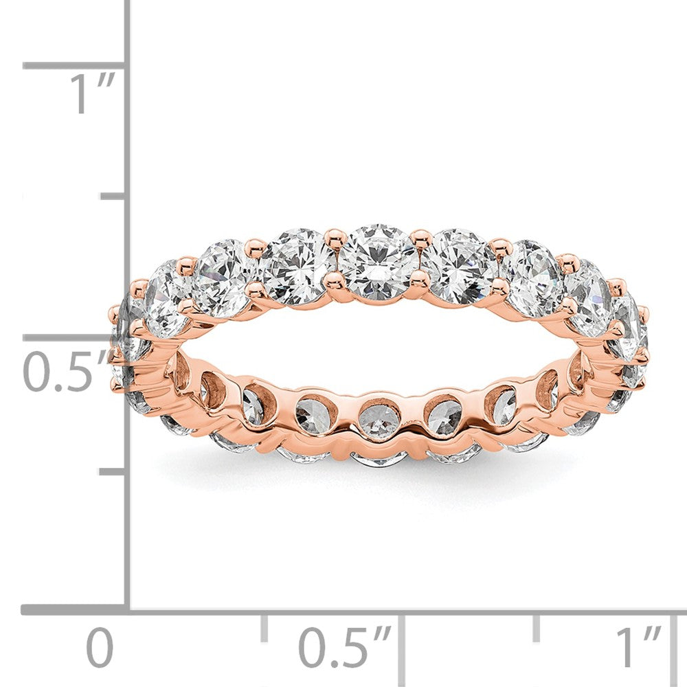 Solid Real 14k Rose Gold Polished Shared Prong 3ct CZ Eternity Wedding Band Ring