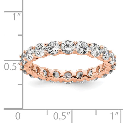 Solid Real 14k Rose Gold Polished Shared Prong 3ct CZ Eternity Wedding Band Ring