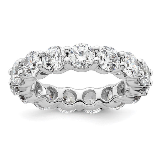 Solid Real 14k White Gold Polished Shared Prong 4ct CZ Eternity Wedding Band Ring