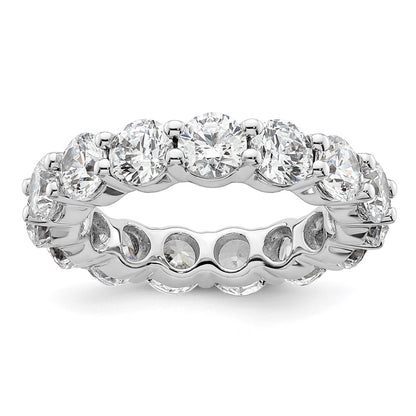 Solid Real 14k White Gold Polished Shared Prong 4ct CZ Eternity Wedding Band Ring