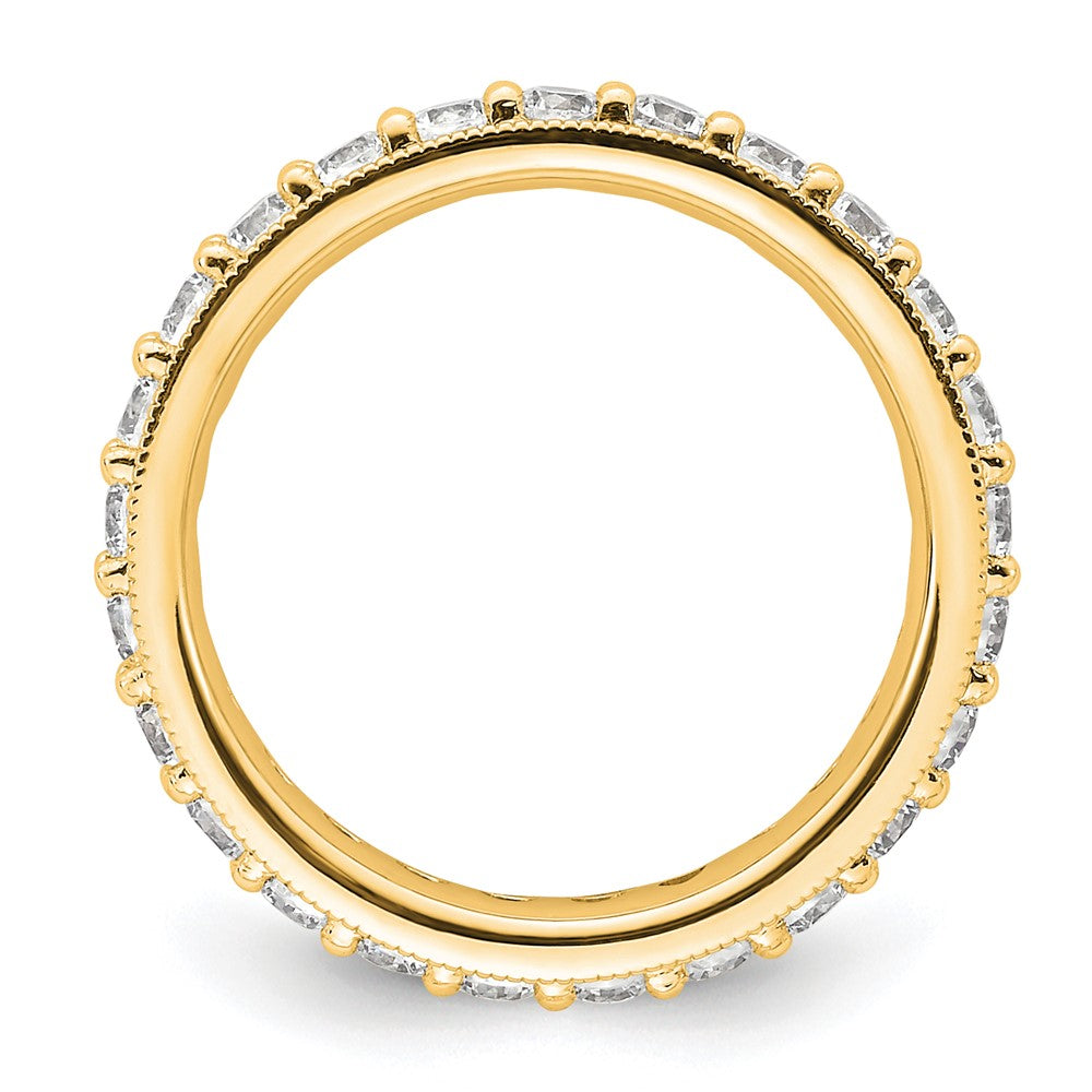 Solid Real 14k Polished Vintage 1ct CZ Eternity Wedding Band Ring