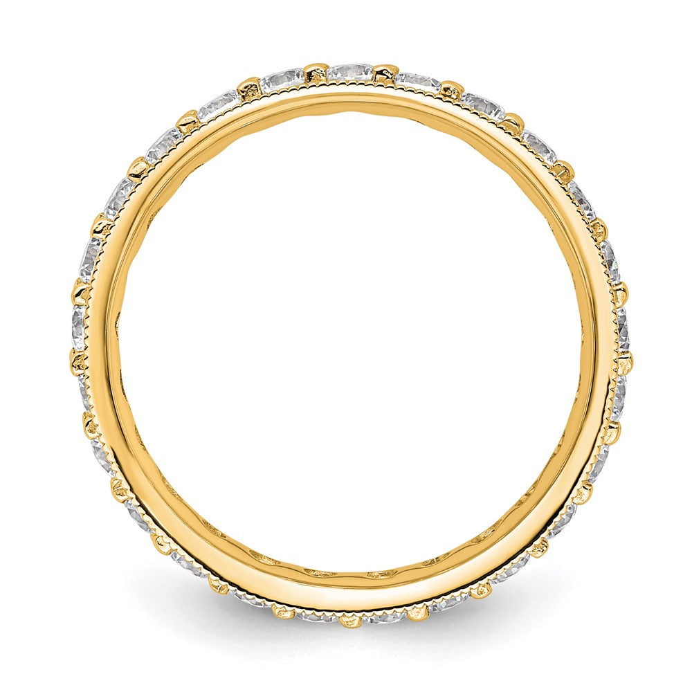Solid Real 14k Polished Vintage 1ct CZ Eternity Wedding Band Ring