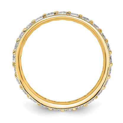 Solid Real 14k Polished Vintage 1ct CZ Eternity Wedding Band Ring